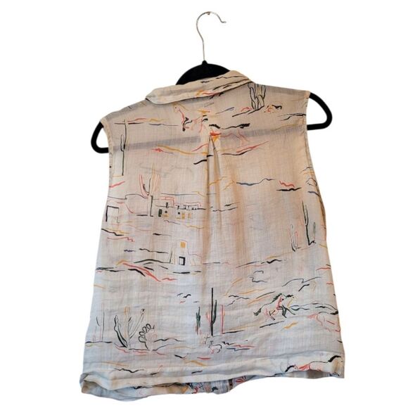 Banana Republic Women's Desert Print Ramie Utility Shirt Size XL - Picture 2 of 8